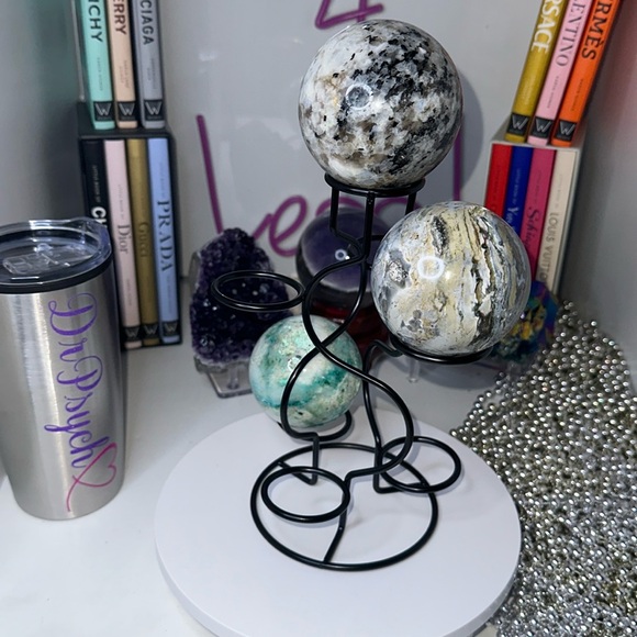 Black Multi-Sphere Tower Holder Crystals Rocks Precious Gem Spheres Price for 1 - Picture 9 of 11